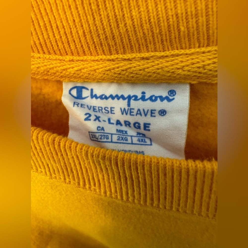 Champion Yellow Reverse Weave Heavyweight Crewneck Sweatshirt | XXL - Picture 2 of 4